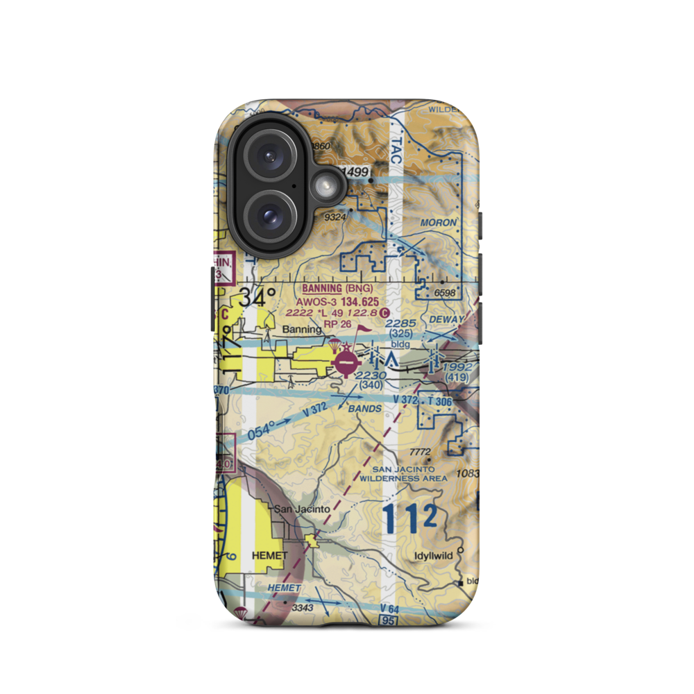 Banning Municipal Airport (BNG) VFR Sectional  Tough iPhone Case iPhone 16 model shown
