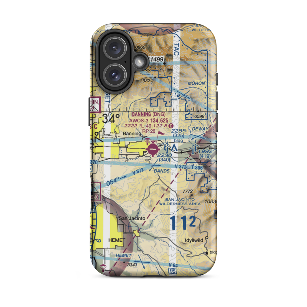 Banning Municipal Airport (BNG) VFR Sectional  Tough iPhone Case iPhone 16 Plus model shown