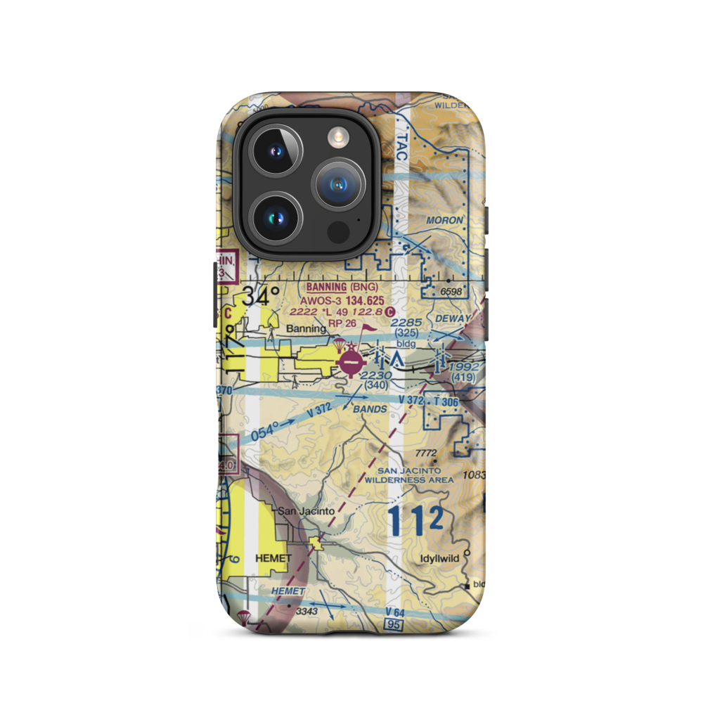 Banning Municipal Airport (BNG) VFR Sectional  Tough iPhone Case iPhone 16 Pro model shown
