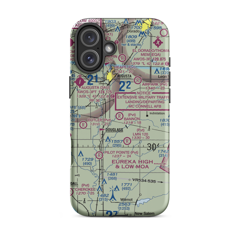 Bannon Field (70KS) VFR Sectional  Tough iPhone Case iPhone 16 Plus model shown