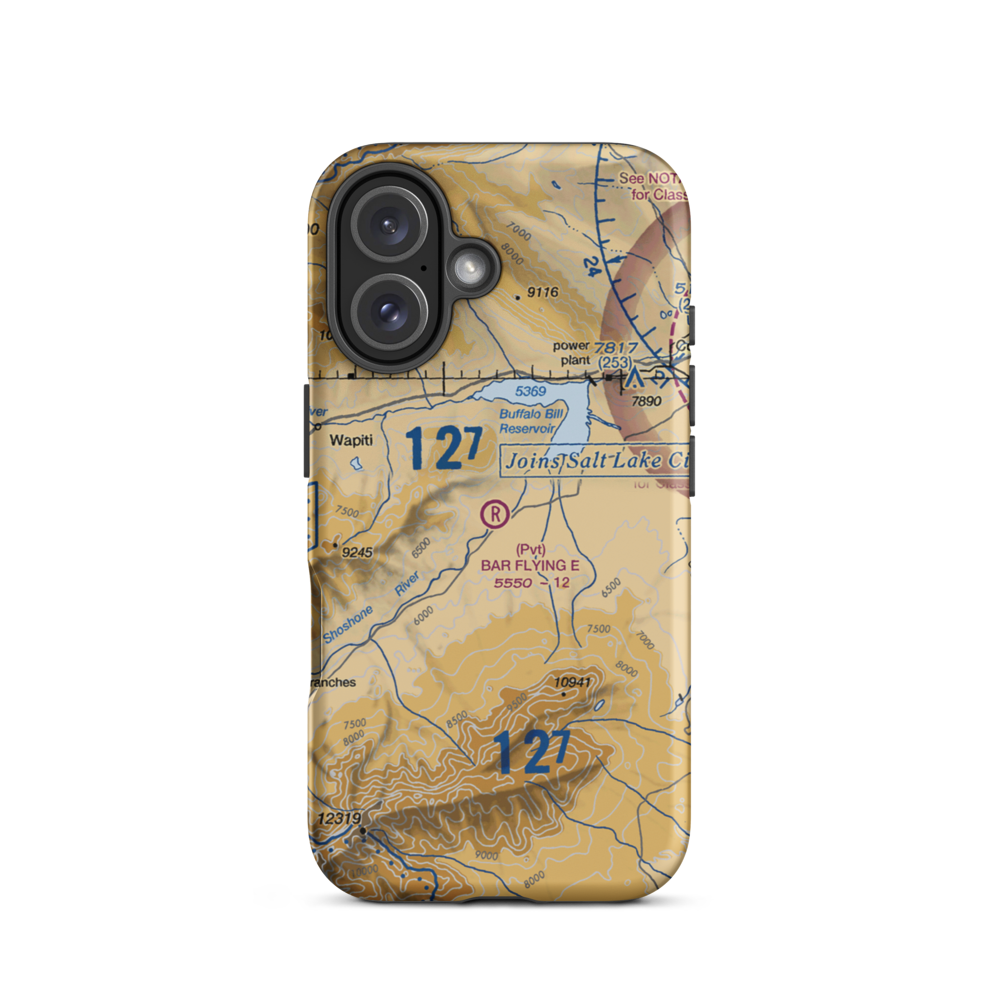 Bar Flying E Airport (2WY8) VFR Sectional  Tough iPhone Case iPhone 16 model shown