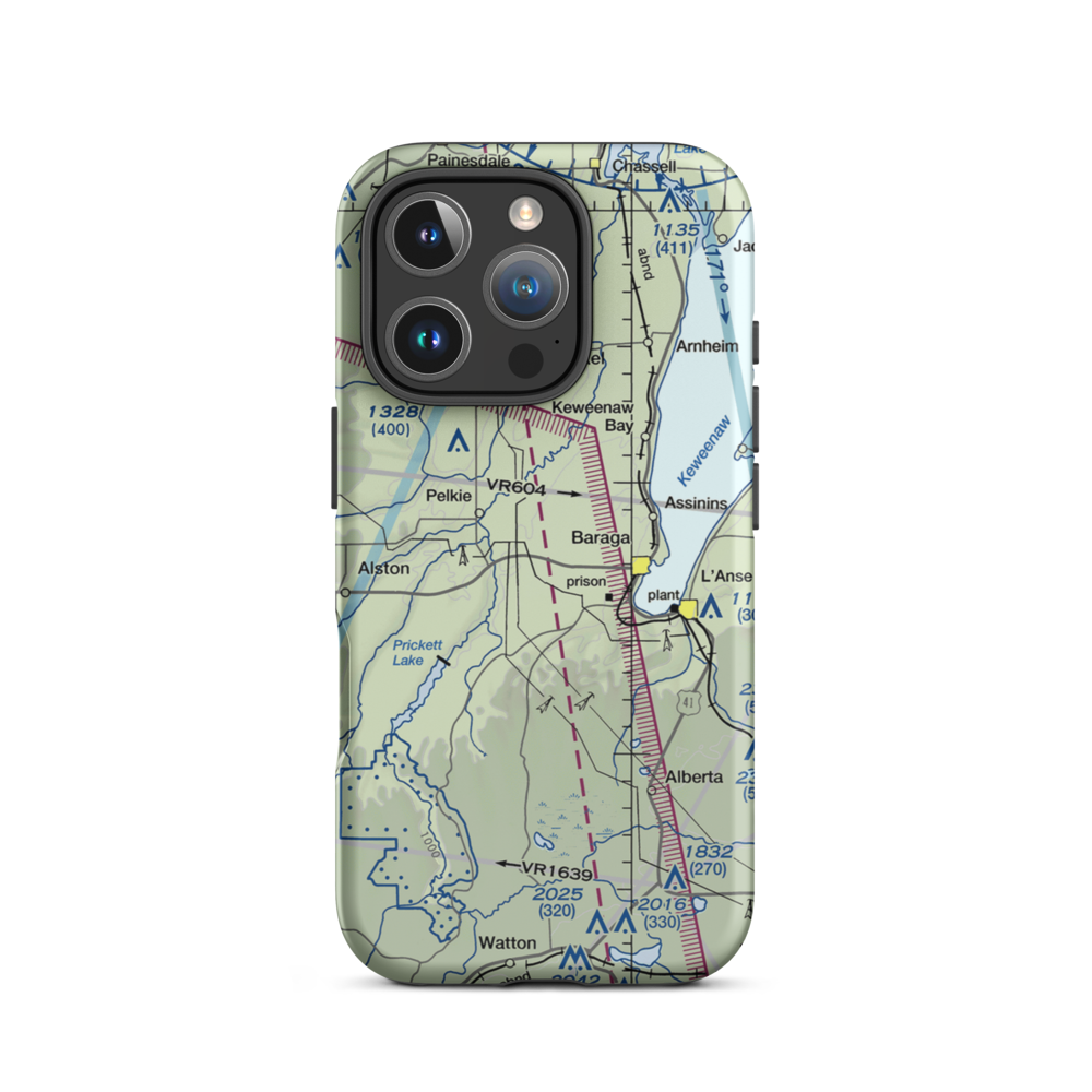 Baraga Airport (2P4) VFR Sectional  Tough iPhone Case iPhone 16 Pro model shown