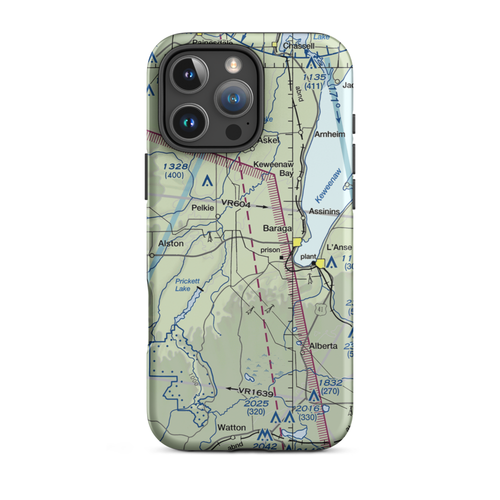 Baraga Airport (2P4) VFR Sectional  Tough iPhone Case iPhone 16 Pro Max model shown