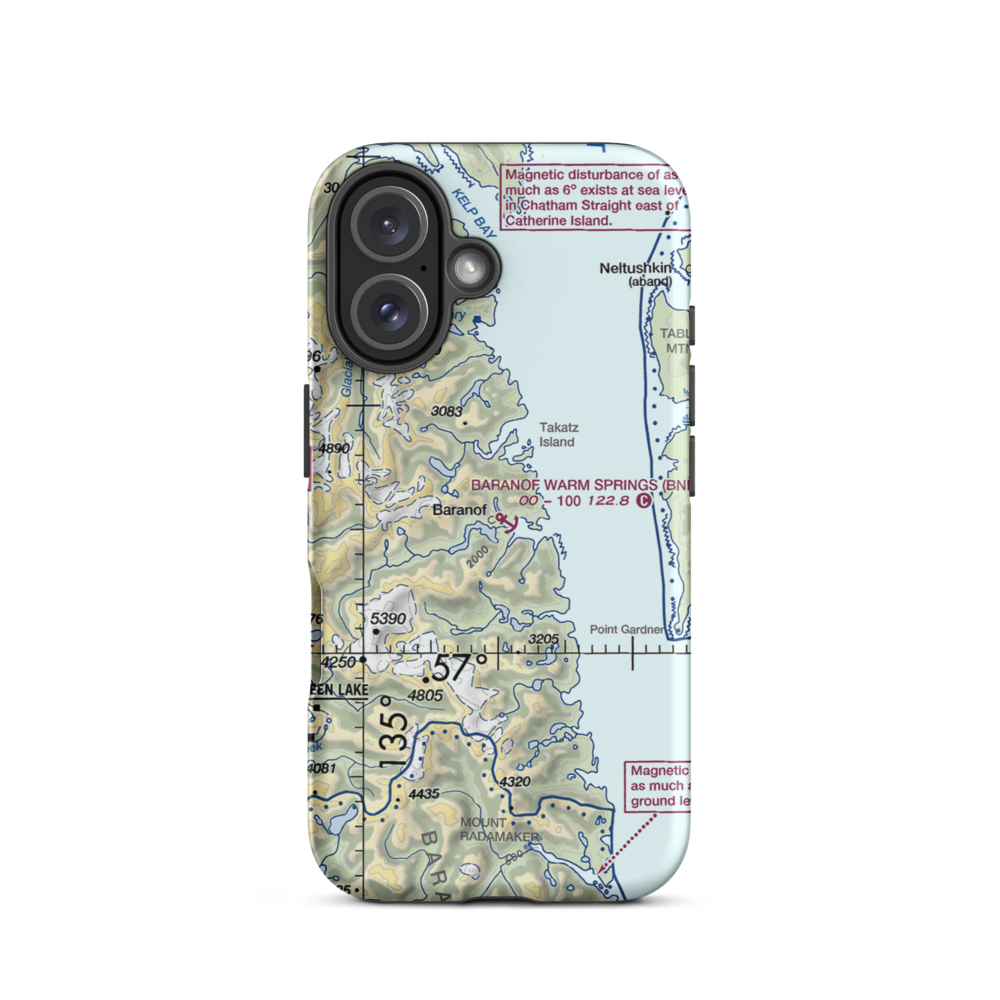 Baranof Warm Springs Float and Seaplane Base (BNF) VFR Sectional  Tough iPhone Case iPhone 16 model shown