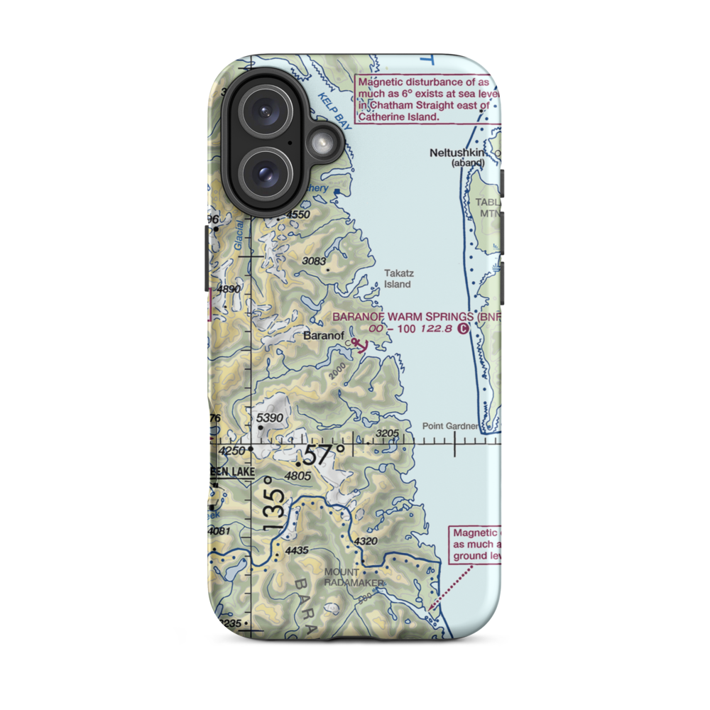 Baranof Warm Springs Float and Seaplane Base (BNF) VFR Sectional  Tough iPhone Case iPhone 16 Plus model shown