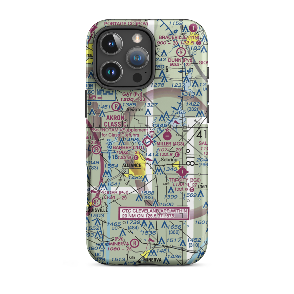 Barber Airport (2D1) VFR Sectional  Tough iPhone Case iPhone 16 Pro Max model shown
