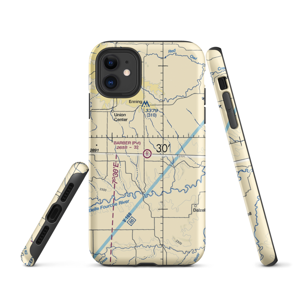 Barber Airport (SD98) VFR Sectional  Tough iPhone Case iPhone 11 model shown