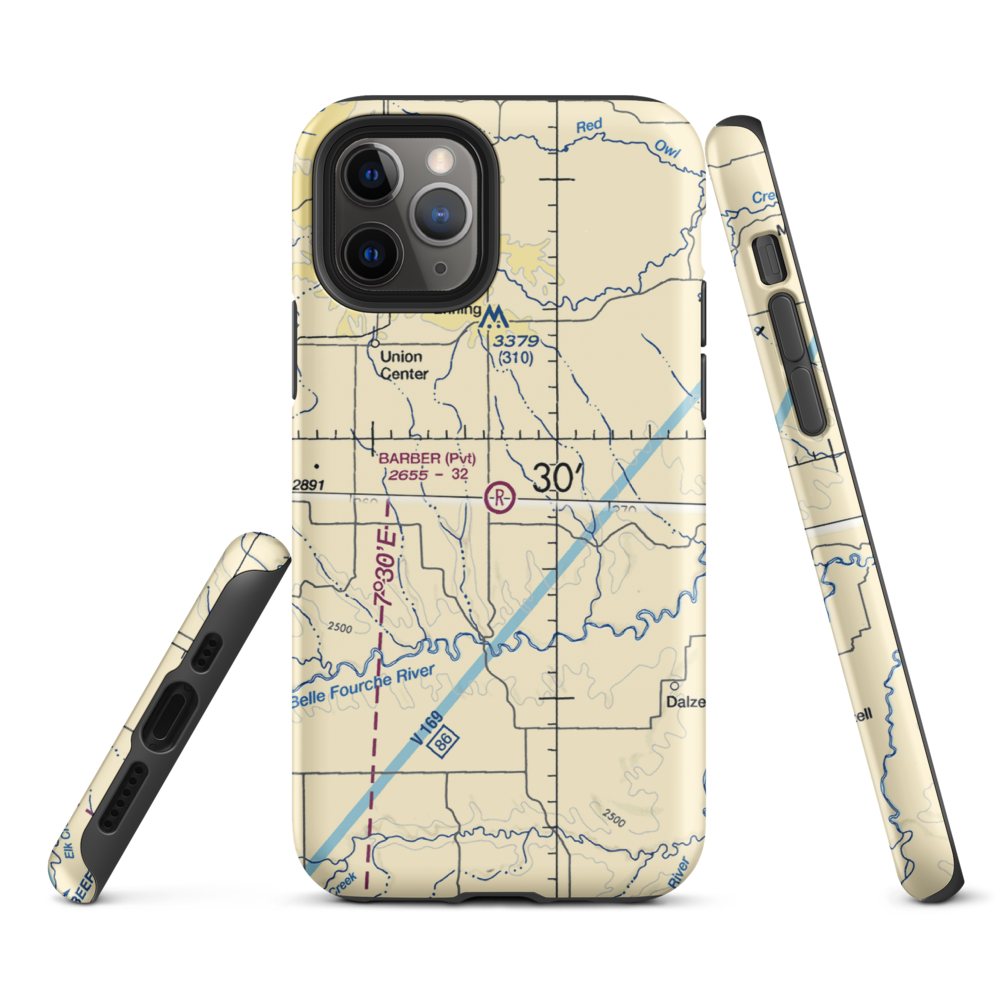 Barber Airport (SD98) VFR Sectional  Tough iPhone Case iPhone 11 Pro model shown