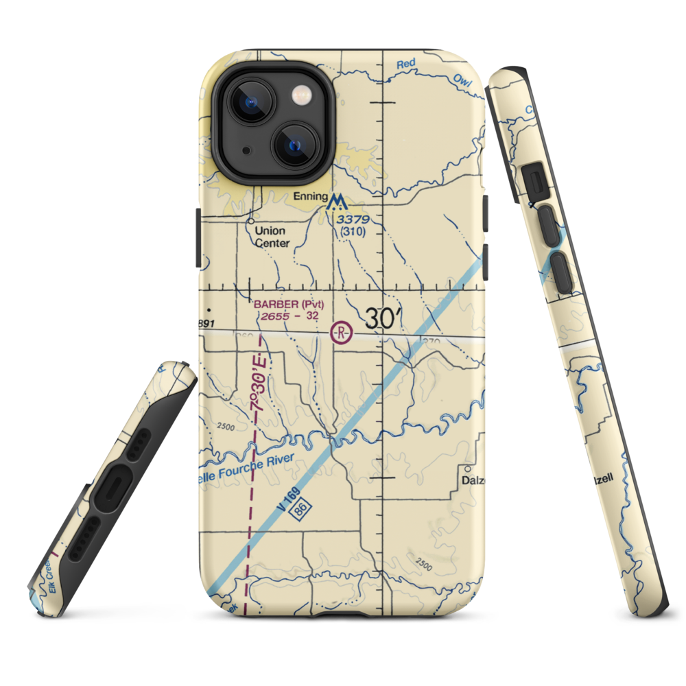 Barber Airport (SD98) VFR Sectional  Tough iPhone Case iPhone 14 Plus model shown