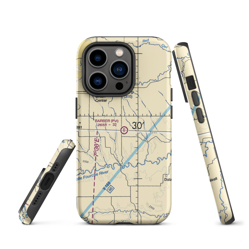 Barber Airport (SD98) VFR Sectional  Tough iPhone Case iPhone 14 Pro model shown