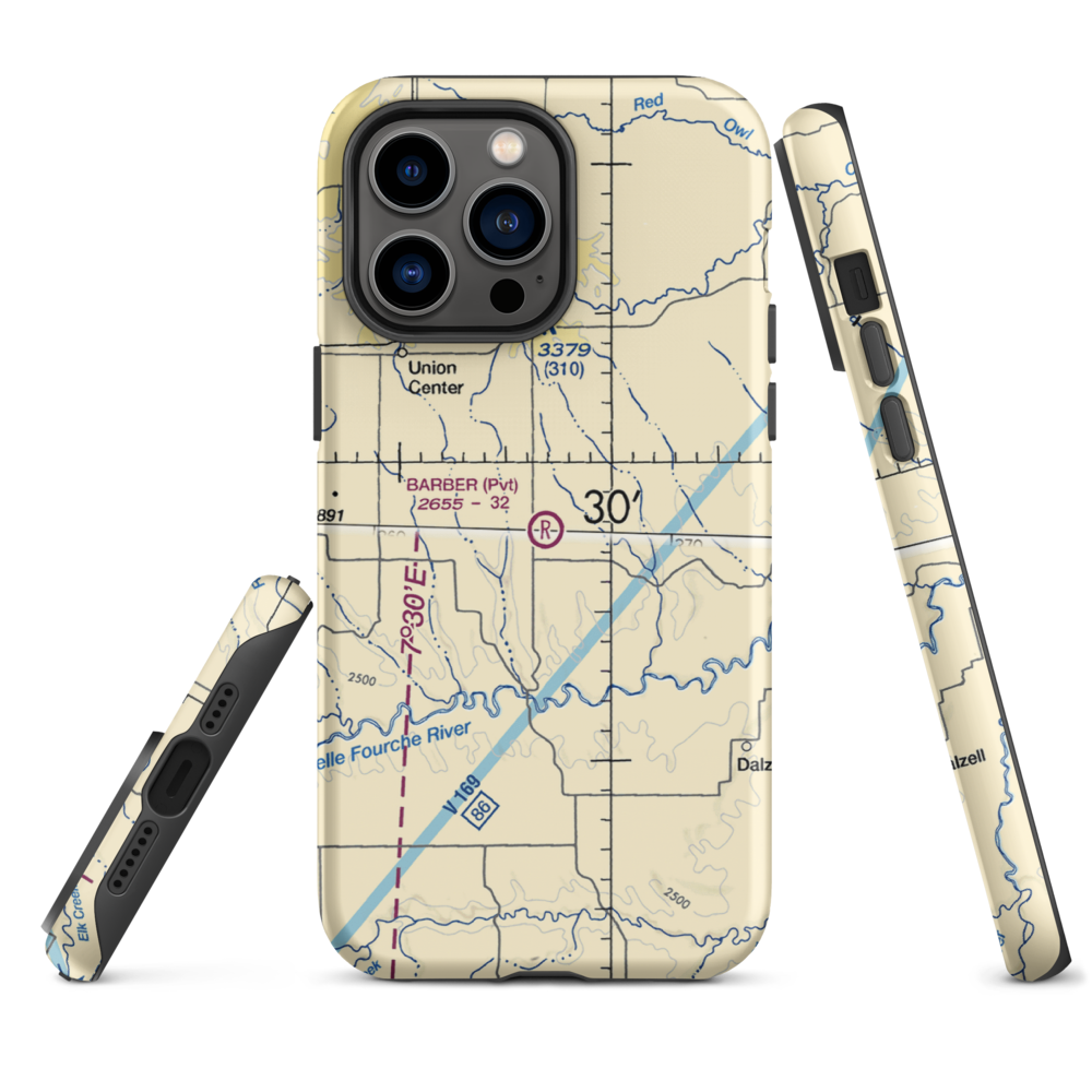 Barber Airport (SD98) VFR Sectional  Tough iPhone Case iPhone 14 Pro Max model shown