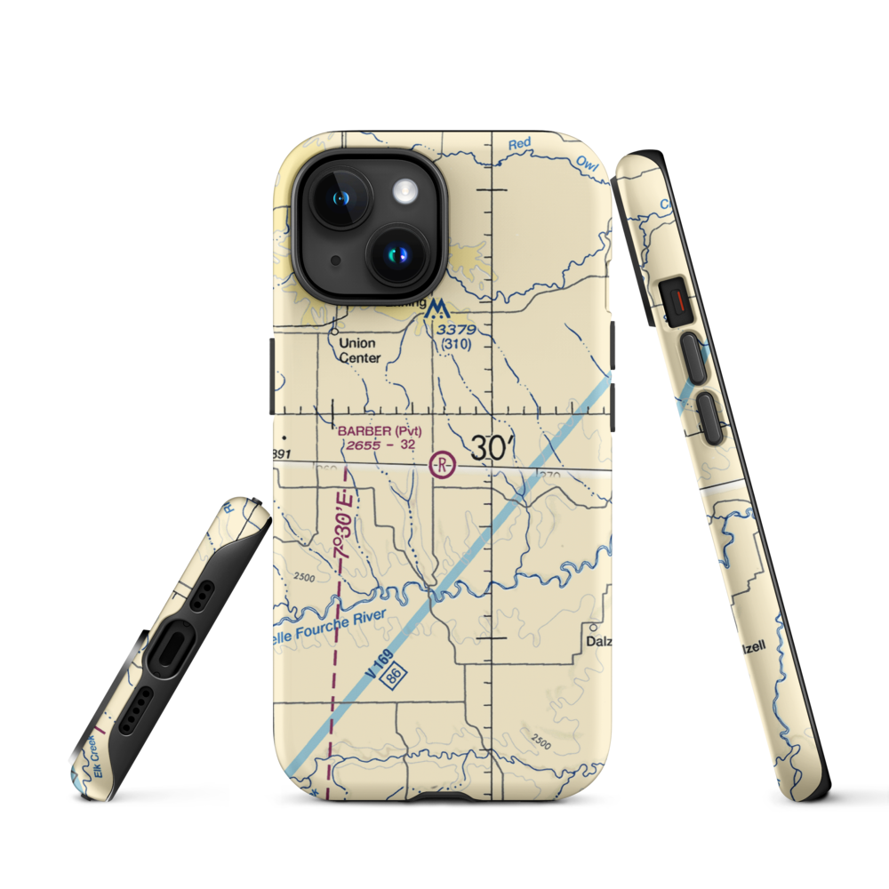 Barber Airport (SD98) VFR Sectional  Tough iPhone Case iPhone 15 model shown