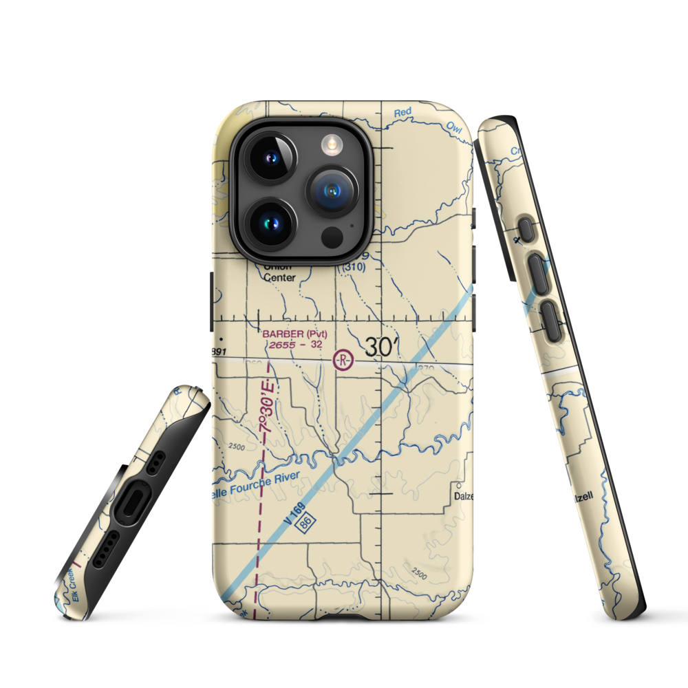 Barber Airport (SD98) VFR Sectional  Tough iPhone Case iPhone 15 Pro model shown