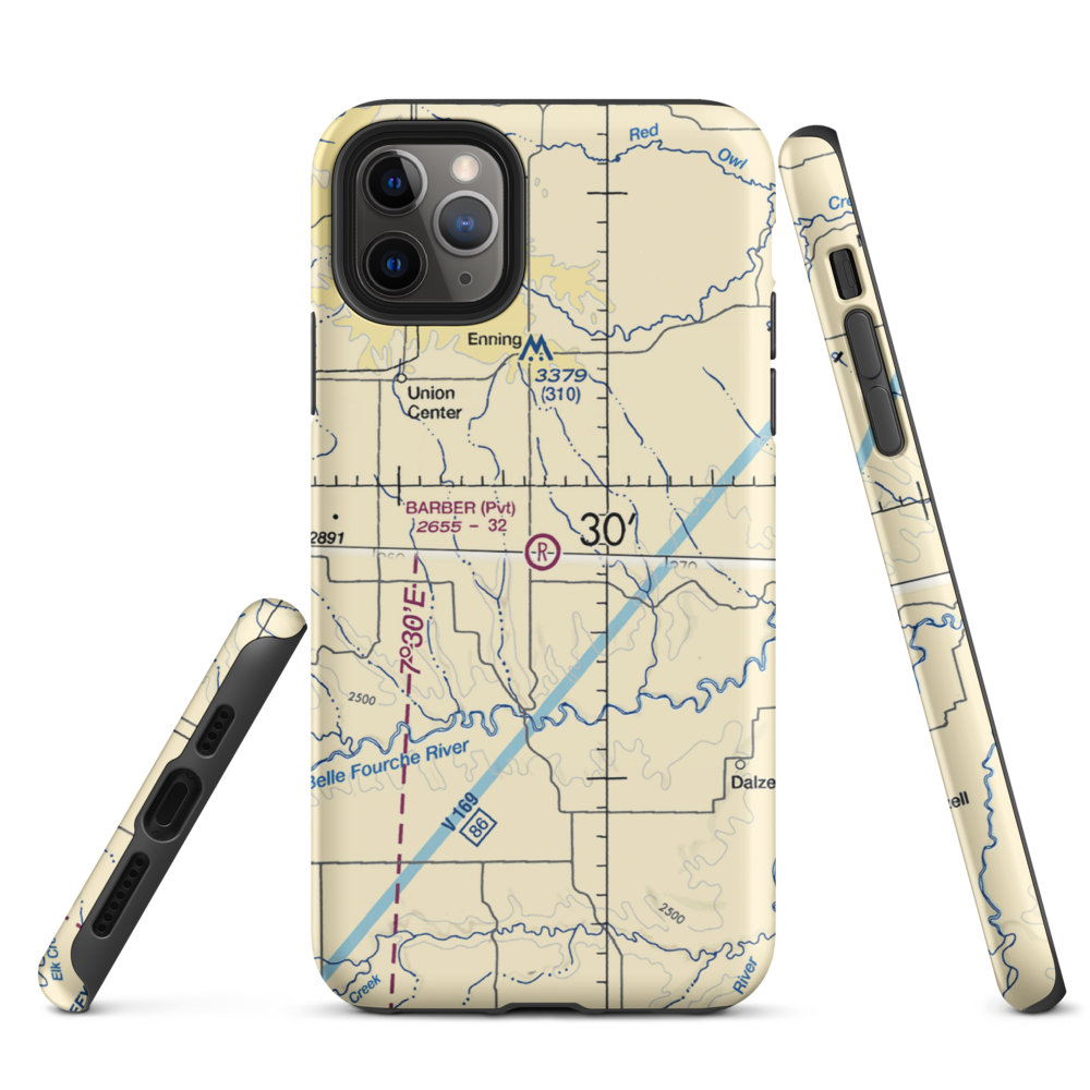 Barber Airport (SD98) VFR Sectional  Tough iPhone Case iPhone 11 Pro Max model shown