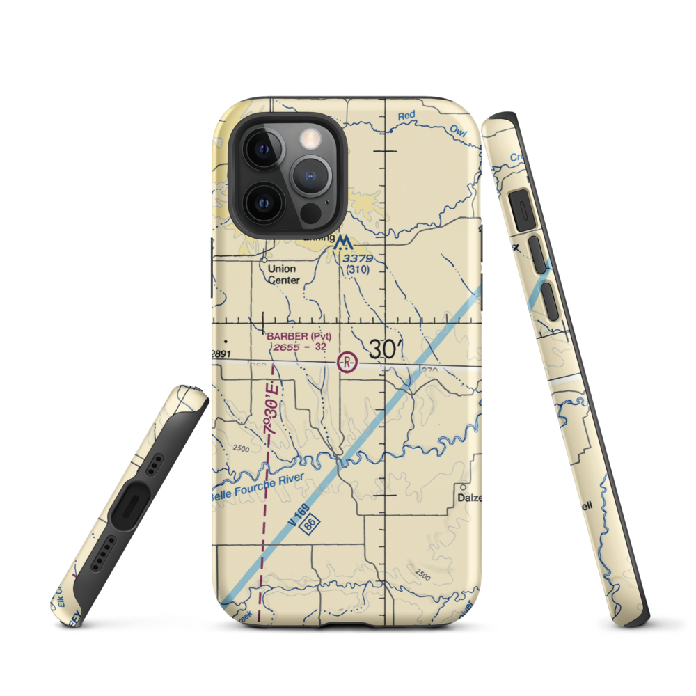 Barber Airport (SD98) VFR Sectional  Tough iPhone Case iPhone 12 Pro model shown