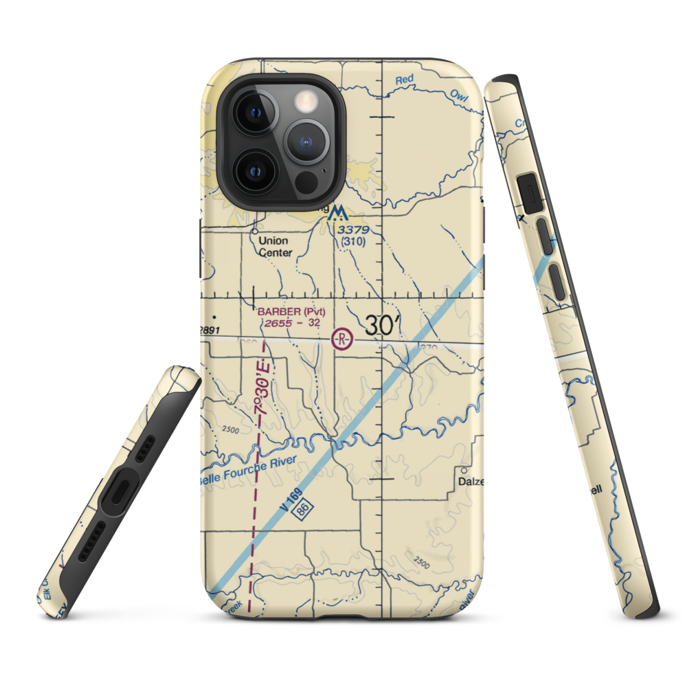 Barber Airport (SD98) VFR Sectional  Tough iPhone Case iPhone 12 Pro Max model shown