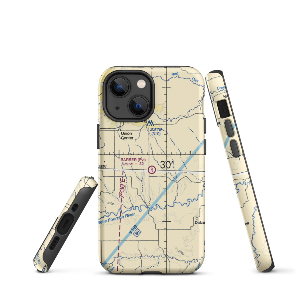 Barber Airport (SD98) VFR Sectional  Tough iPhone Case iPhone 13 mini model shown