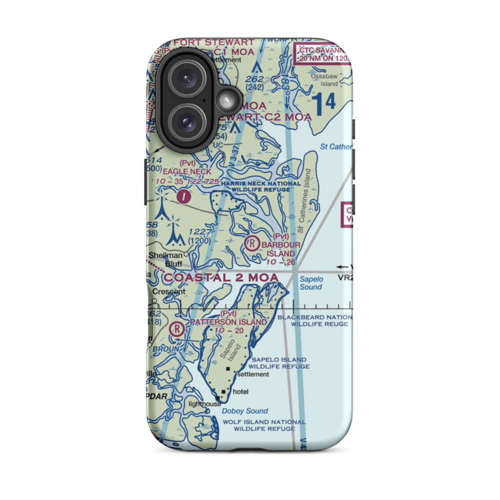 Barbour Island Airport (72GA) VFR Sectional  Tough iPhone Case iPhone 16 Plus model shown