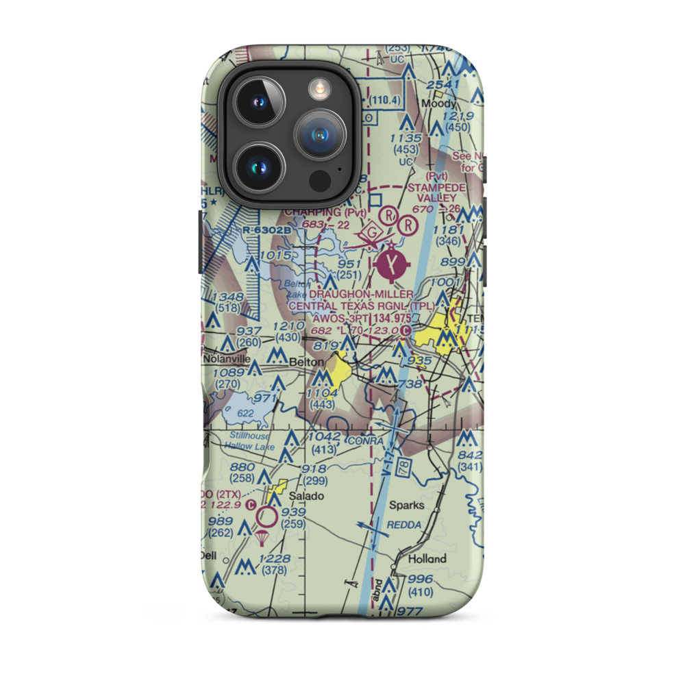 Barge Ranch Airport (62TX) VFR Sectional  Tough iPhone Case iPhone 16 Pro Max model shown