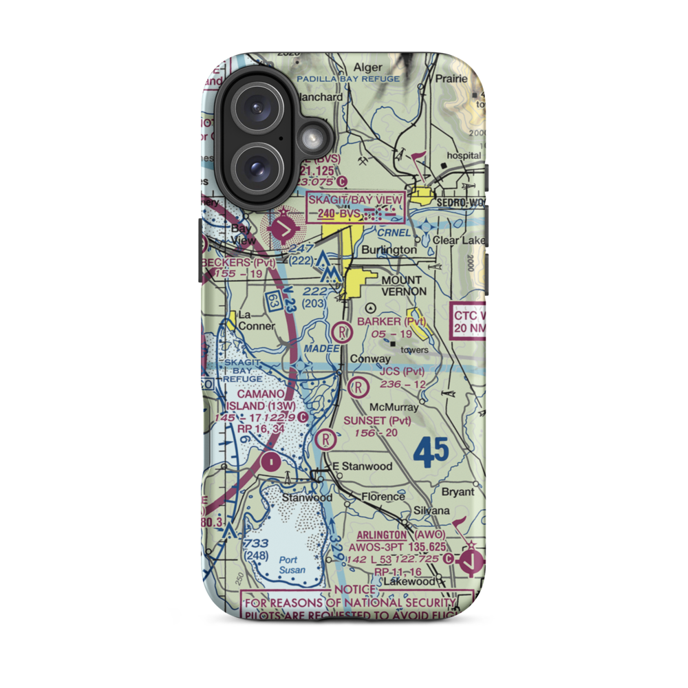Barker Airport (WA07) VFR Sectional  Tough iPhone Case iPhone 16 Plus model shown