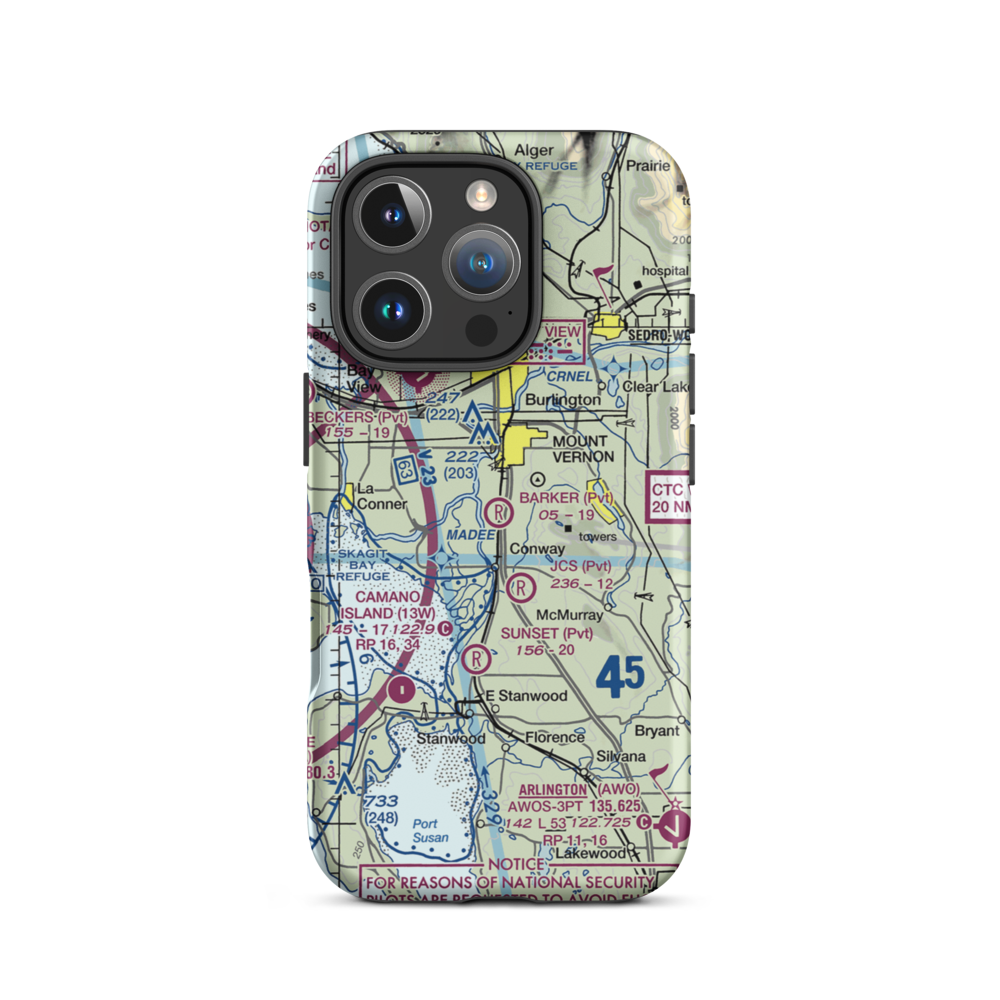 Barker Airport (WA07) VFR Sectional  Tough iPhone Case iPhone 16 Pro model shown