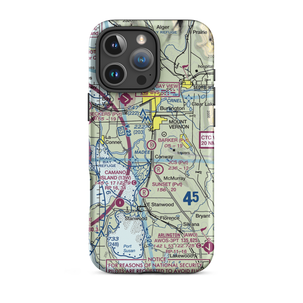 Barker Airport (WA07) VFR Sectional  Tough iPhone Case iPhone 16 Pro Max model shown