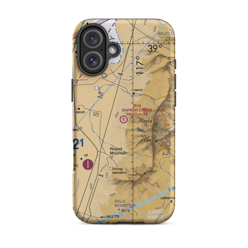 Barker Creek Ranch Airstrip (NV31) VFR Sectional  Tough iPhone Case iPhone 16 Plus model shown