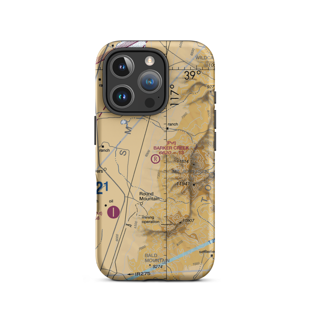 Barker Creek Ranch Airstrip (NV31) VFR Sectional  Tough iPhone Case iPhone 16 Pro model shown
