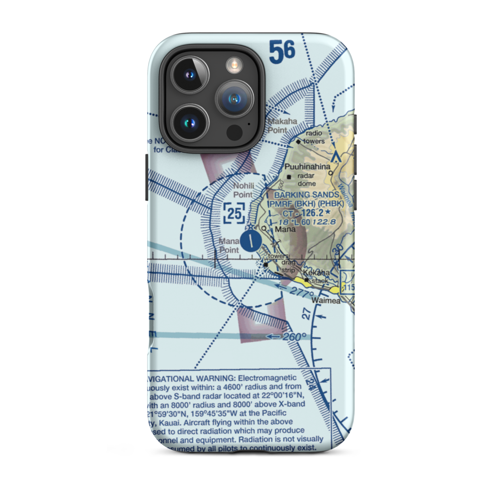 Barking Sands Airport (BKH) VFR Sectional  Tough iPhone Case iPhone 16 Pro Max model shown