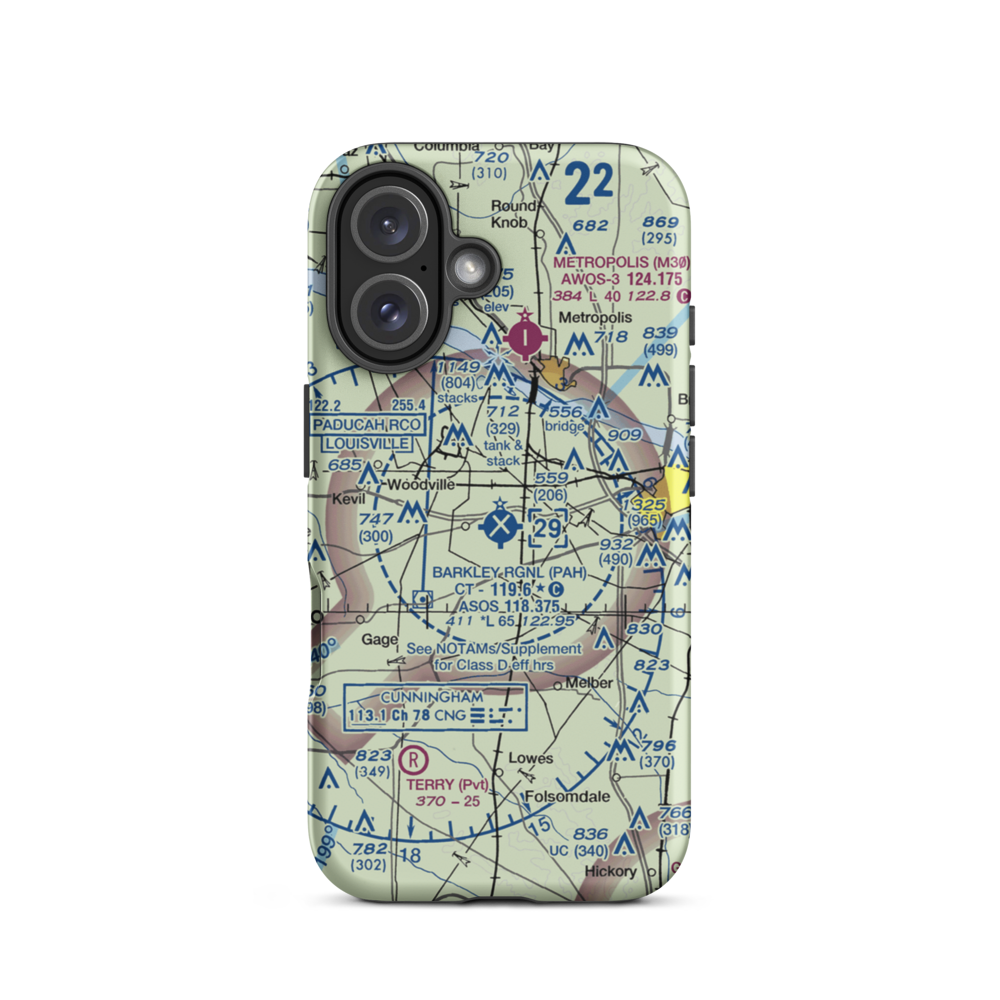 Barkley Regional Airport (PAH) VFR Sectional  Tough iPhone Case iPhone 16 model shown