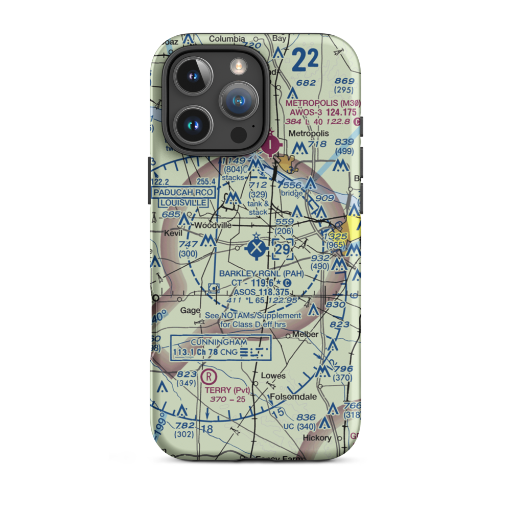 Barkley Regional Airport (PAH) VFR Sectional  Tough iPhone Case iPhone 16 Pro Max model shown