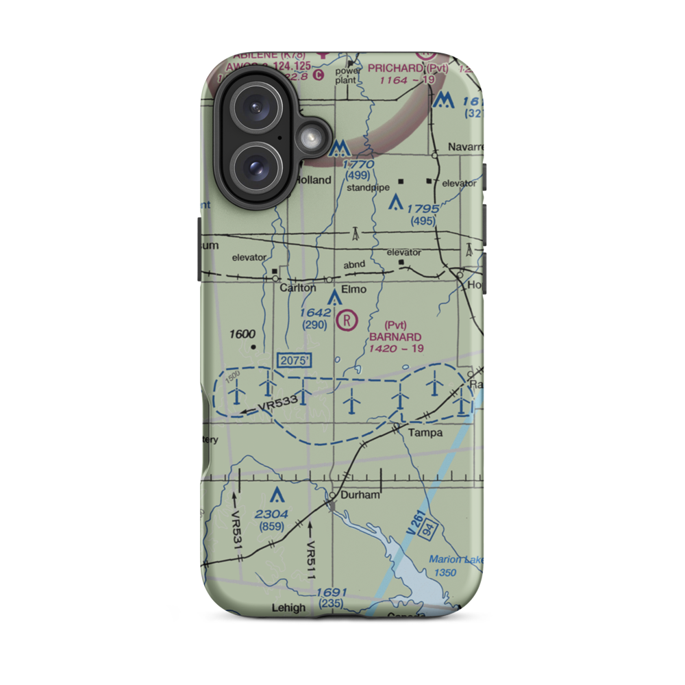 Barnard Airport (51KS) VFR Sectional  Tough iPhone Case iPhone 16 Plus model shown