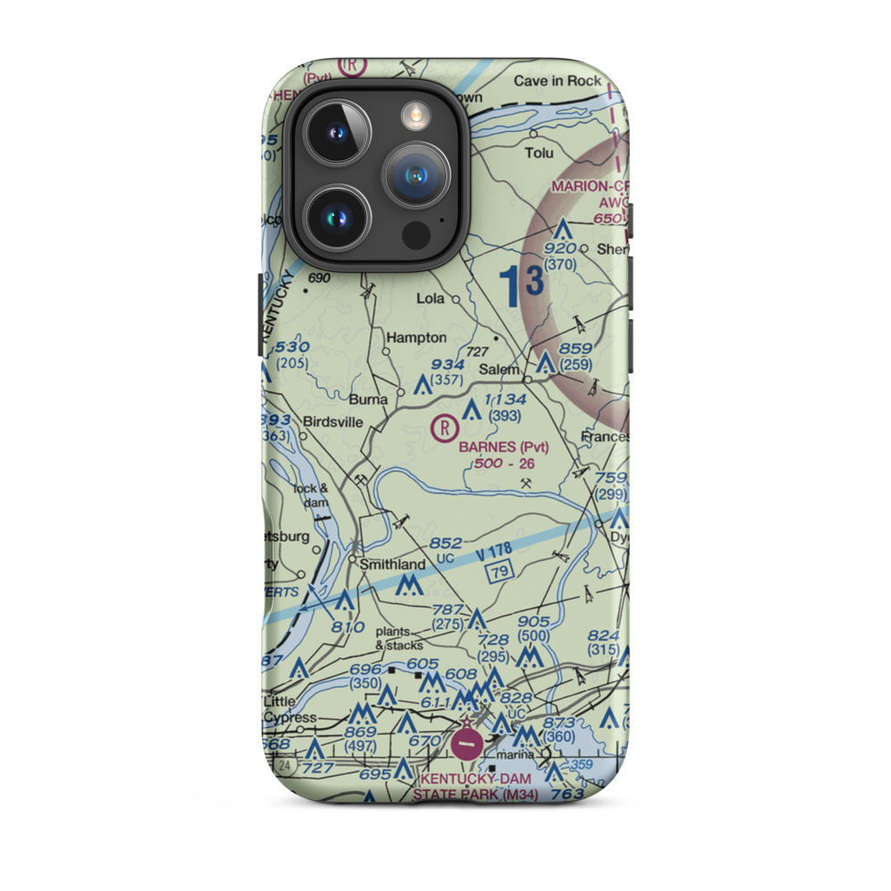 Barnes Farm Airport (23KY) VFR Sectional  Tough iPhone Case iPhone 16 Pro Max model shown
