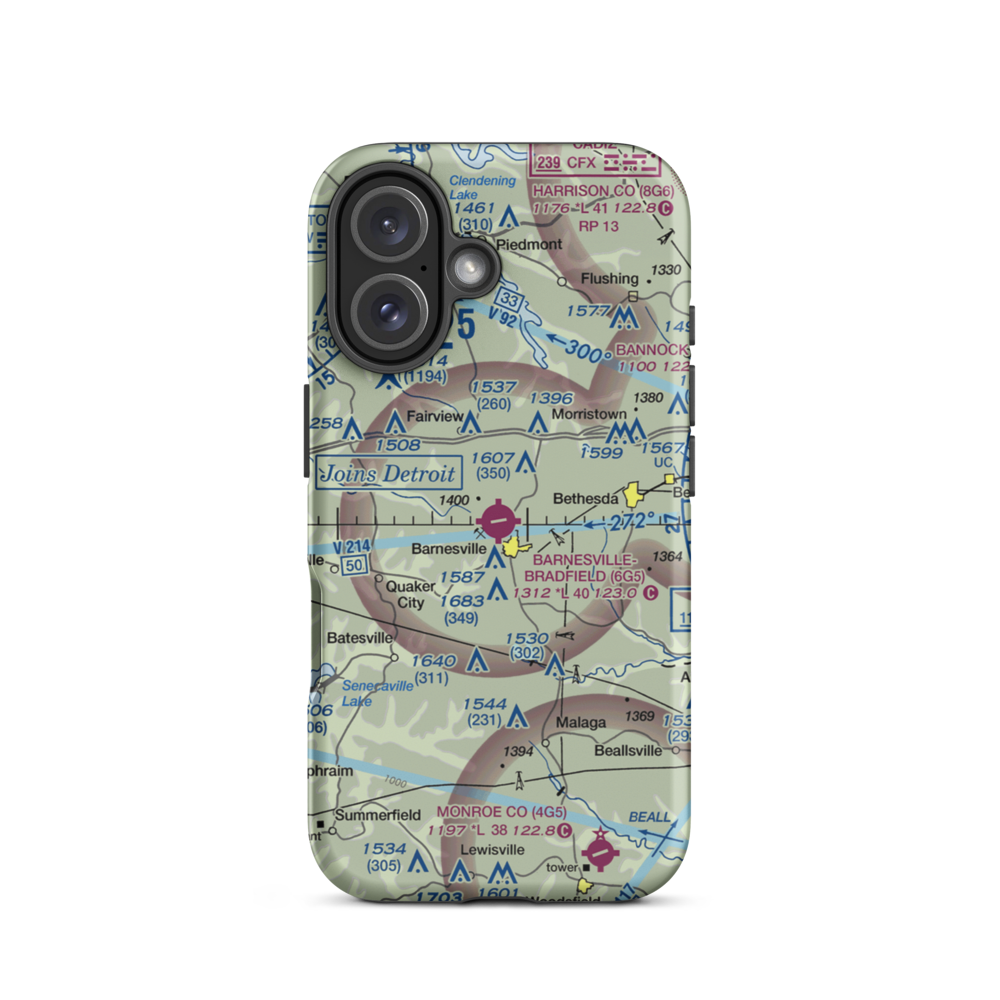 Barnesville Bradfield Airport (6G5) VFR Sectional  Tough iPhone Case iPhone 16 model shown