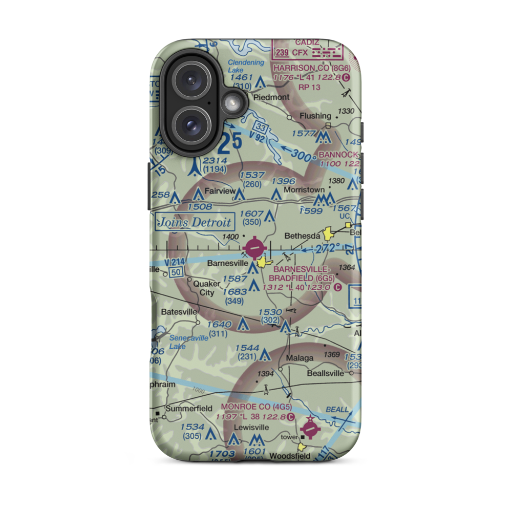 Barnesville Bradfield Airport (6G5) VFR Sectional  Tough iPhone Case iPhone 16 Plus model shown