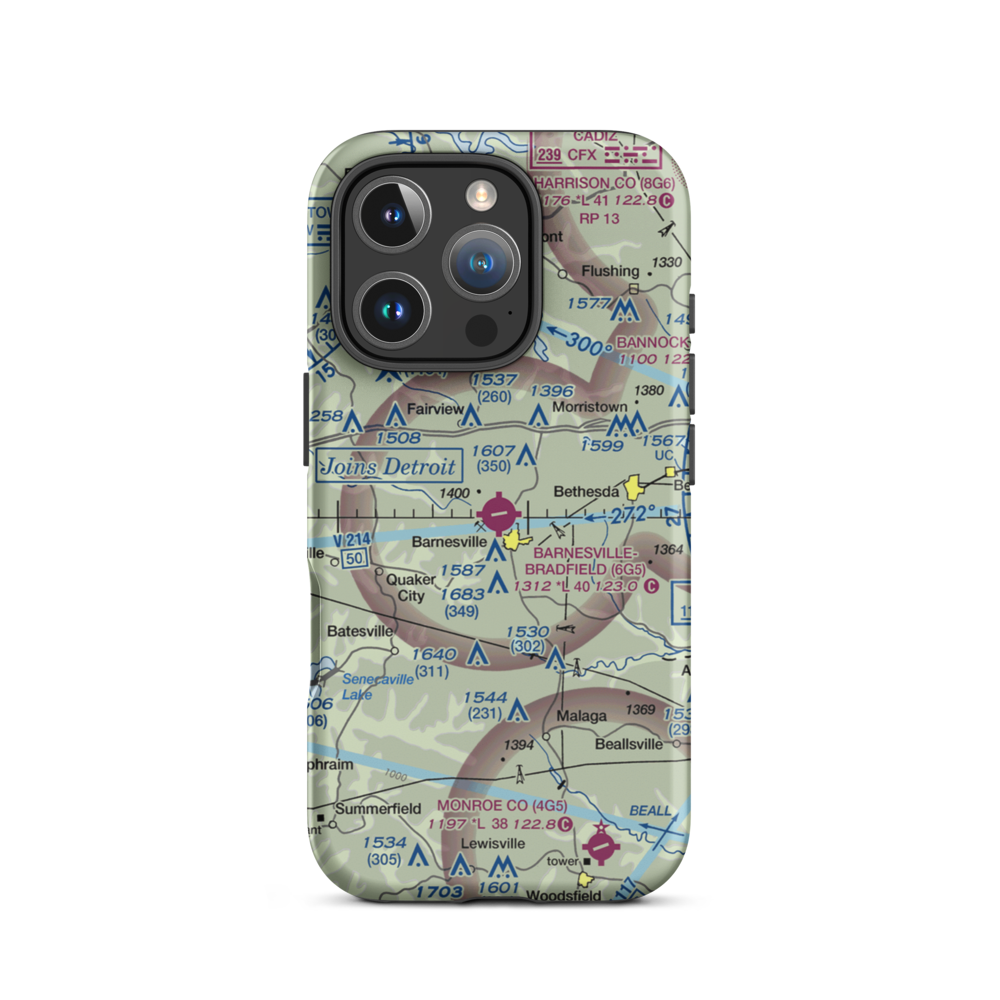 Barnesville Bradfield Airport (6G5) VFR Sectional  Tough iPhone Case iPhone 16 Pro model shown