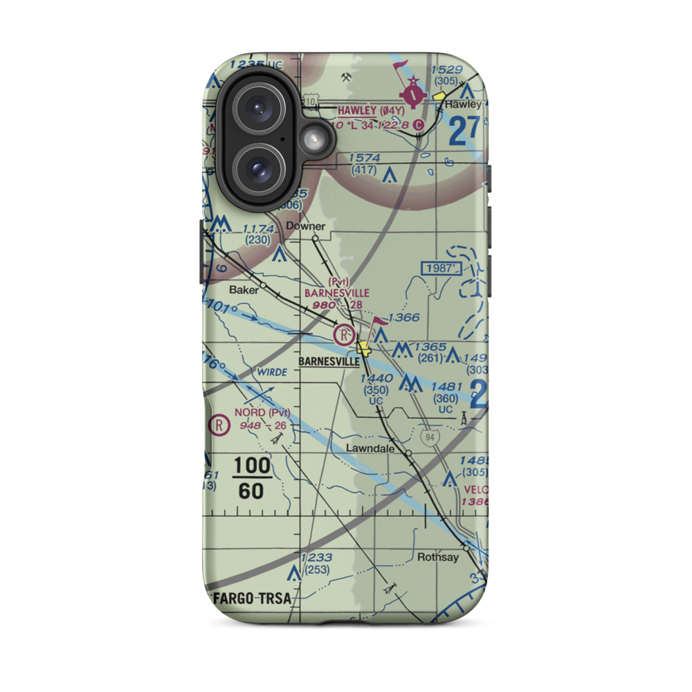 Barnesville Municipal Airport (9MN3) VFR Sectional  Tough iPhone Case iPhone 16 Plus model shown