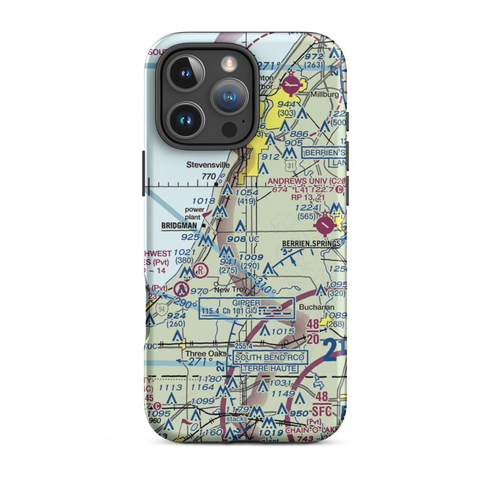 Baroda Airport (MI68) VFR Sectional  Tough iPhone Case iPhone 16 Pro Max model shown