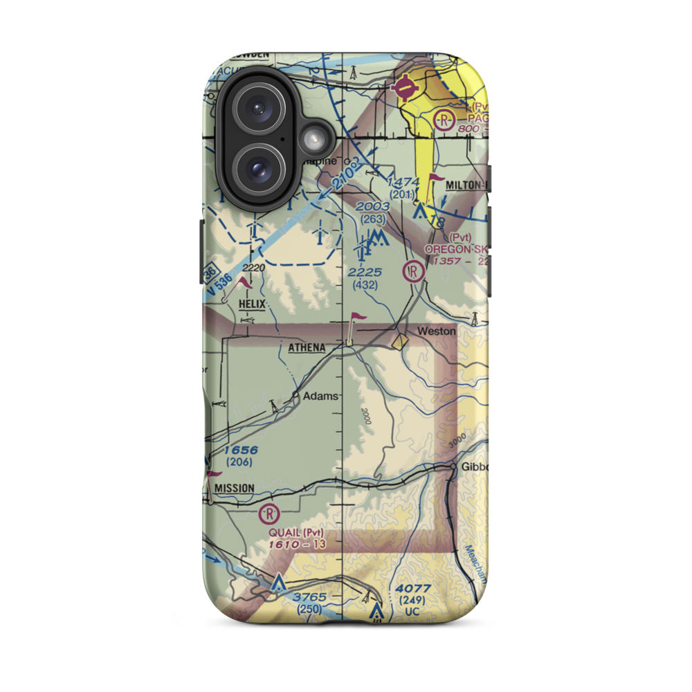 Barrett Field (OR24) VFR Sectional  Tough iPhone Case iPhone 16 Plus model shown