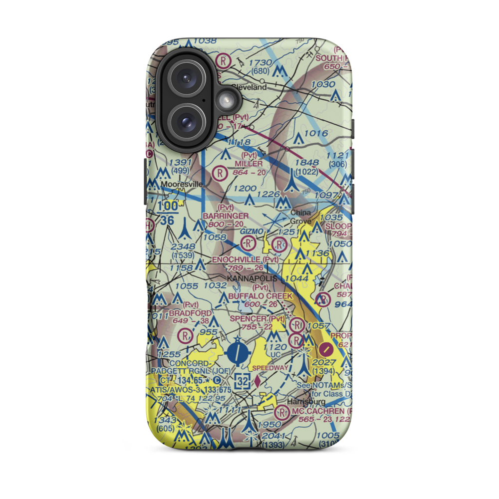 Barringer Field (NC64) VFR Sectional  Tough iPhone Case iPhone 16 Plus model shown