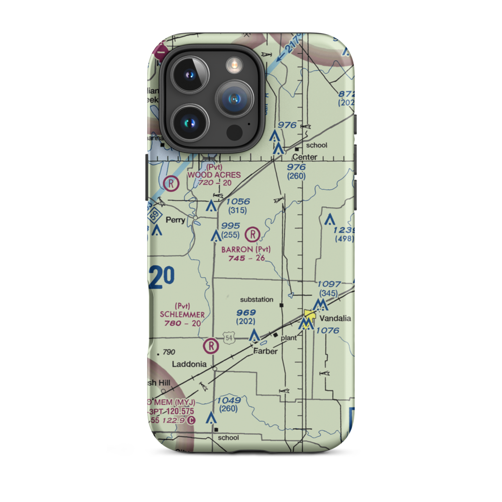 Barron Aviation Airport (MO11) VFR Sectional  Tough iPhone Case iPhone 16 Pro Max model shown