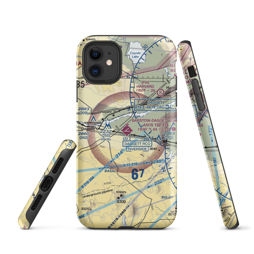 Barstow Daggett Airport (DAG) VFR Sectional  Tough iPhone Case iPhone 11 model shown