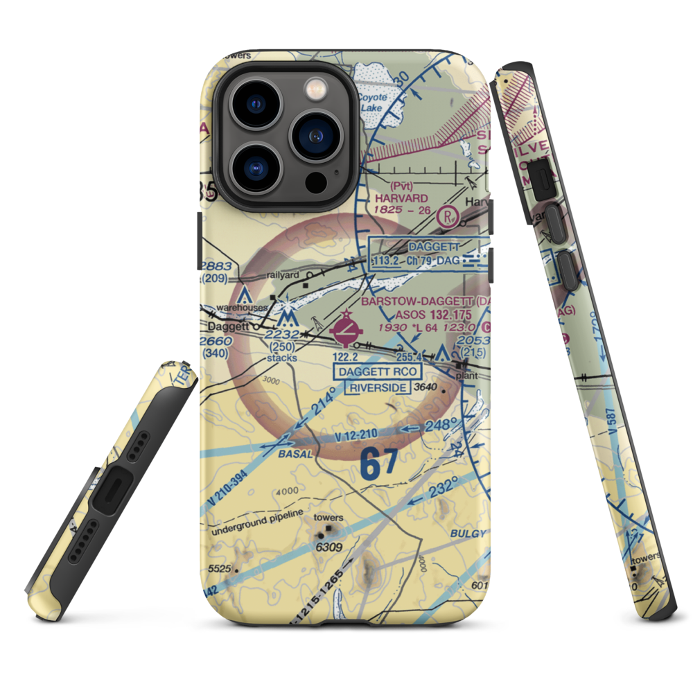 Barstow Daggett Airport (DAG) VFR Sectional  Tough iPhone Case iPhone 13 Pro Max model shown