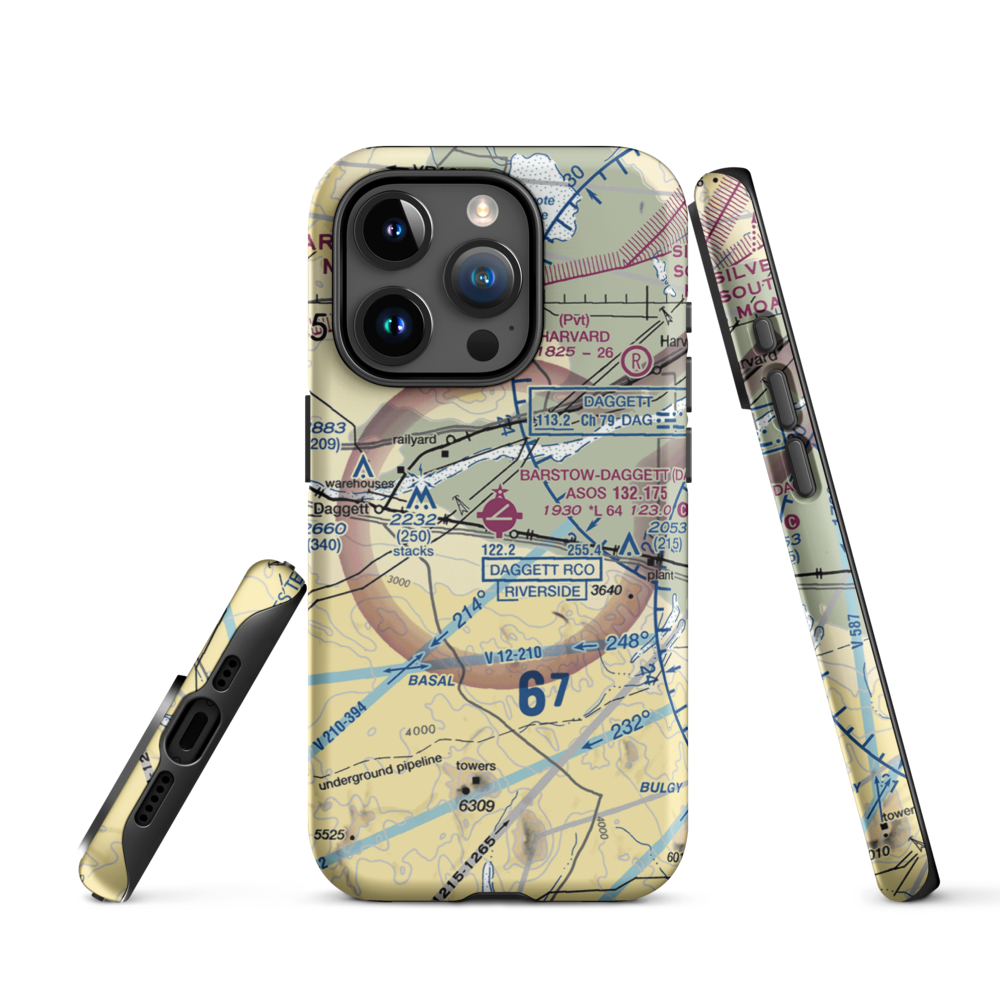 Barstow Daggett Airport (DAG) VFR Sectional  Tough iPhone Case iPhone 15 Pro model shown