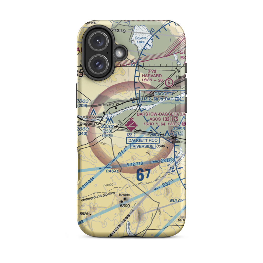 Barstow Daggett Airport (DAG) VFR Sectional  Tough iPhone Case iPhone 16 Plus model shown
