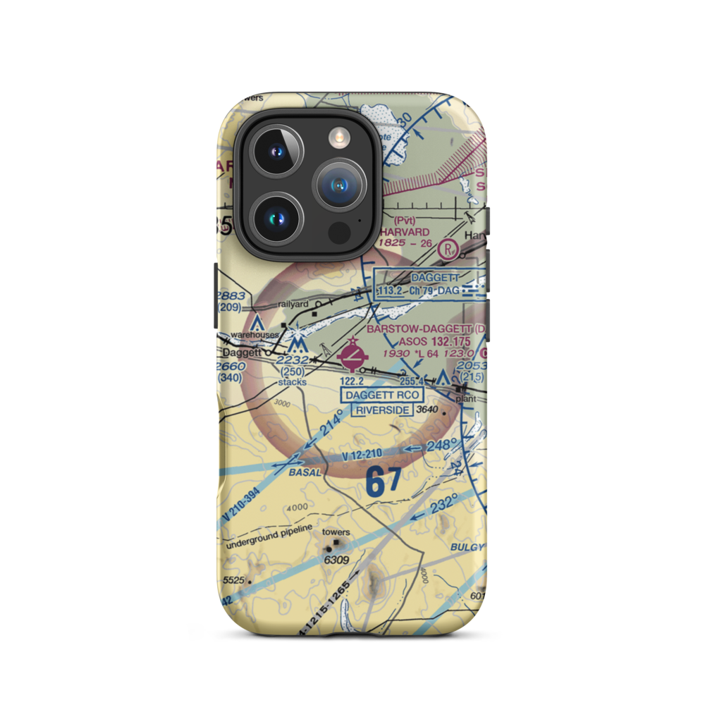 Barstow Daggett Airport (DAG) VFR Sectional  Tough iPhone Case iPhone 16 Pro model shown