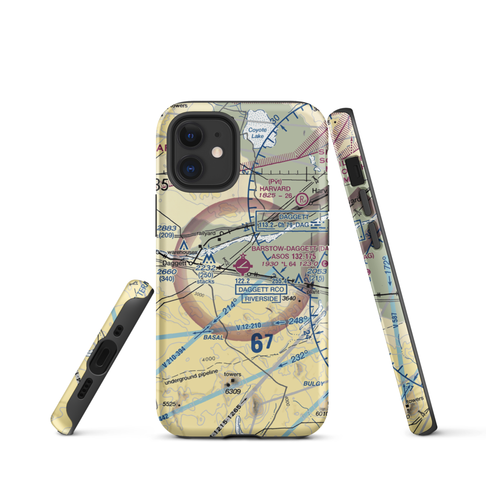 Barstow Daggett Airport (DAG) VFR Sectional  Tough iPhone Case iPhone 12 mini model shown