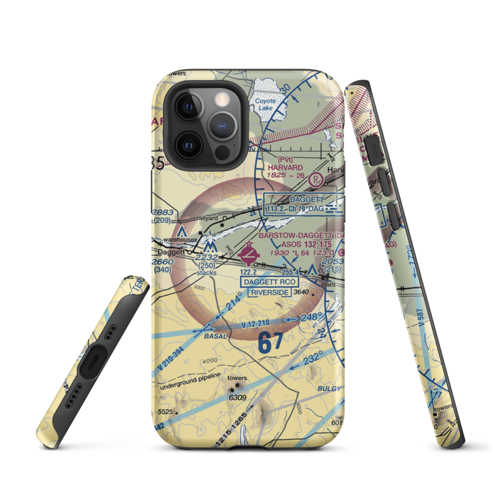 Barstow Daggett Airport (DAG) VFR Sectional  Tough iPhone Case iPhone 12 Pro model shown