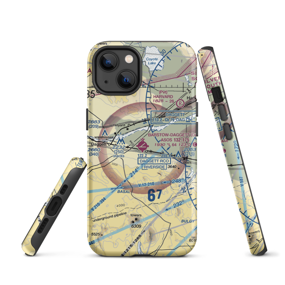 Barstow Daggett Airport (DAG) VFR Sectional  Tough iPhone Case iPhone 13 model shown