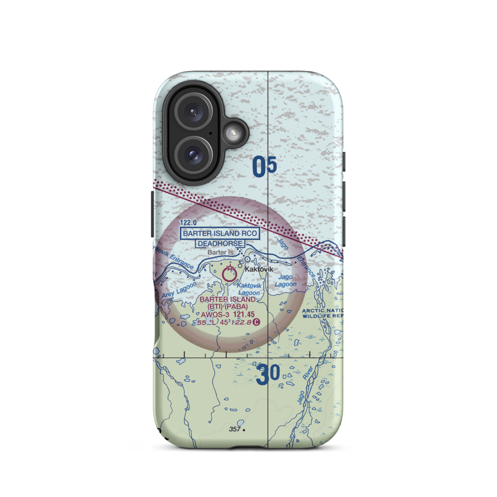 Barter Island LRRS Airport (BTI) VFR Sectional  Tough iPhone Case iPhone 16 model shown